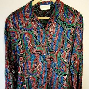 Vintage PENDLETON 80’s Paisley Button Down Long Sleeve Blouse Made in US Size L